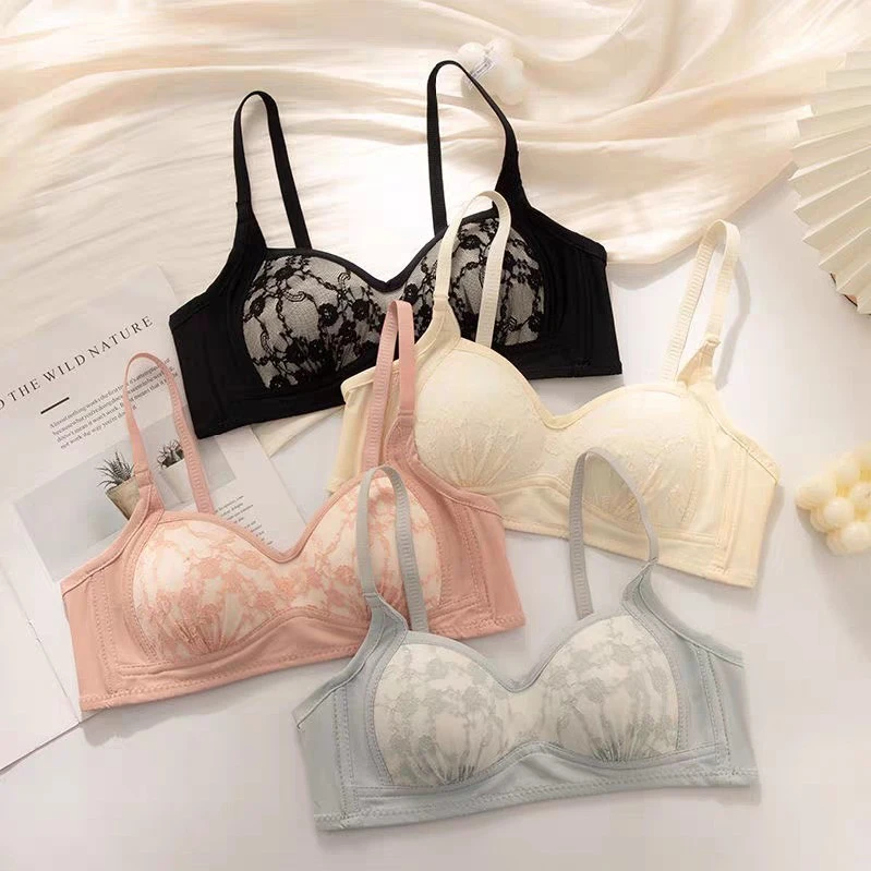 Women's Comfort Lace Bralette - Seamless Wire-Free Padded Bra for Everyday Wear