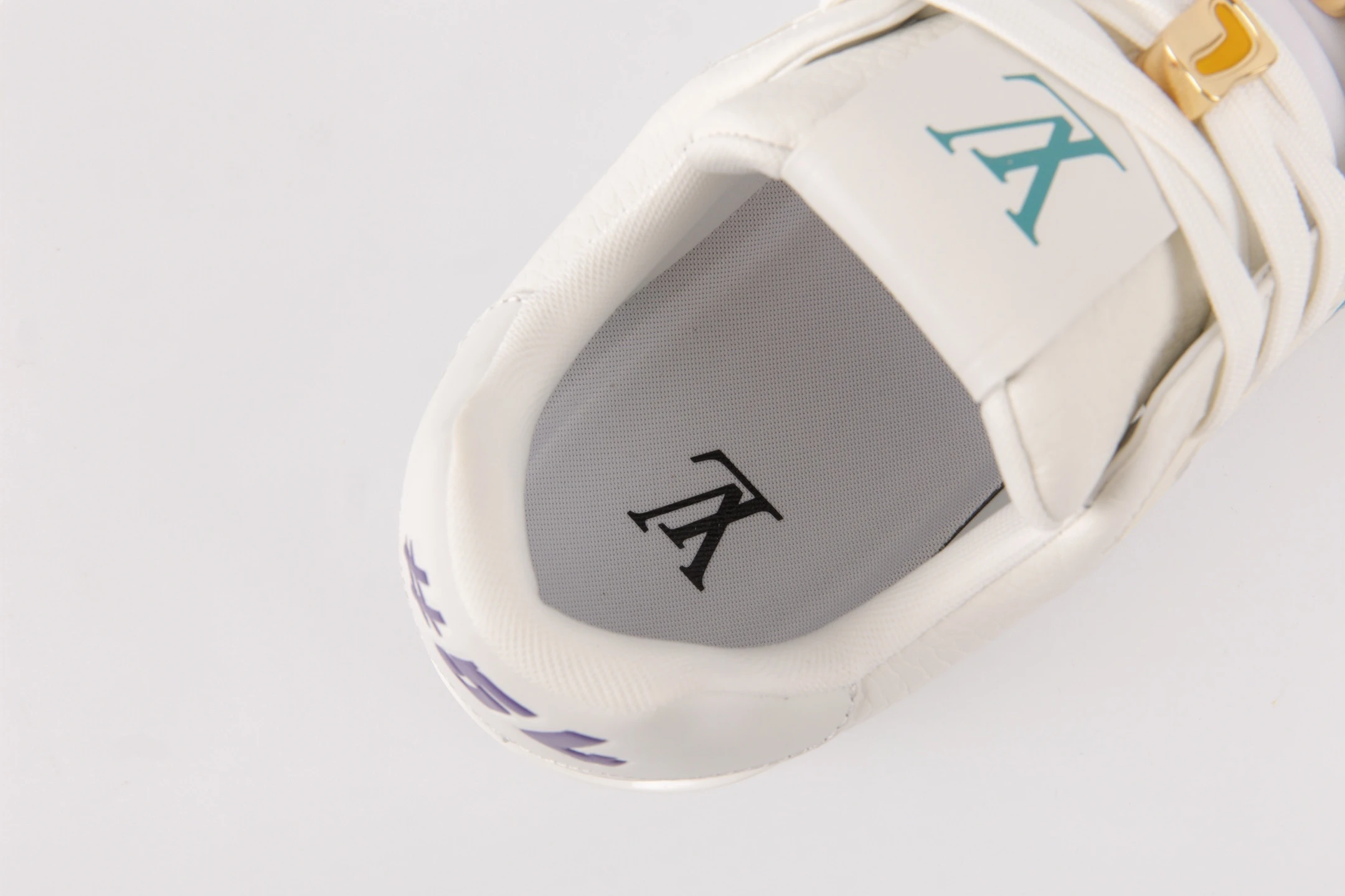 Louis Vuitton White, Sky Blue & Purple Low-Top Luxury Fashion Sneakers for Men & Women