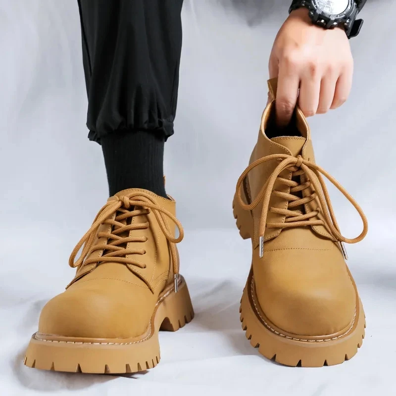 Luxury Men's British Vintage Leather Ankle Boots