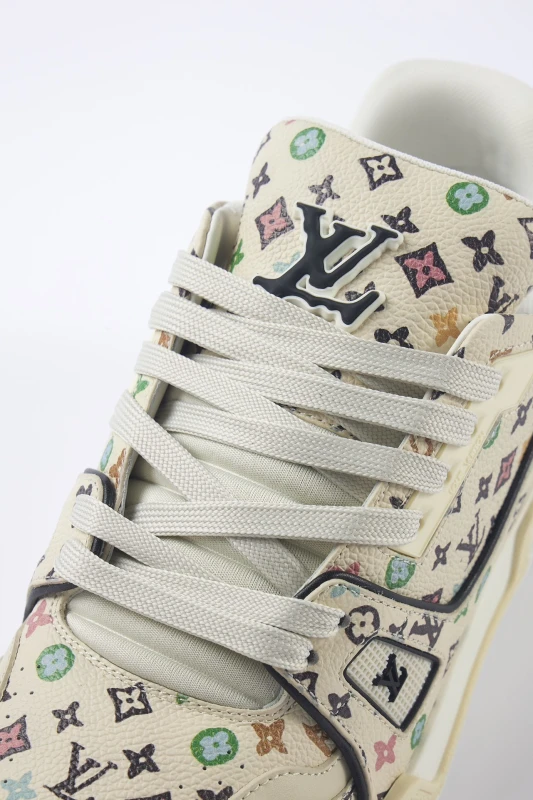 Louis Vuitton Cream Multicolor Monogram Low-Top Sneakers