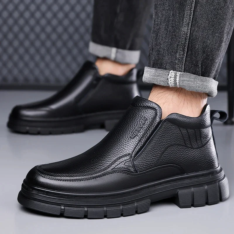 Men’s Winter High-Top Chelsea Dress Boots with Plush Lining