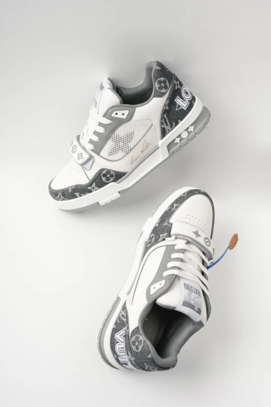 Louis Vuitton Monogram Grey and White Premium Designer Sneakers