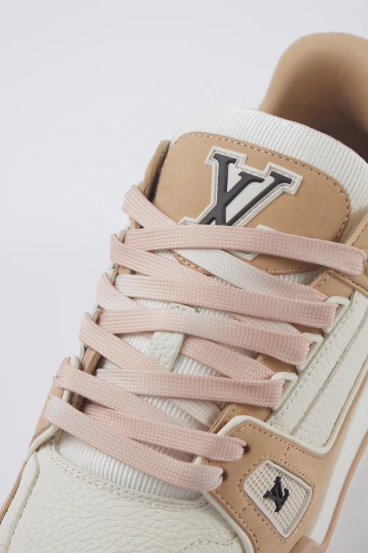 Louis Vuitton Beige & White Luxury Low-Top Sneakers
