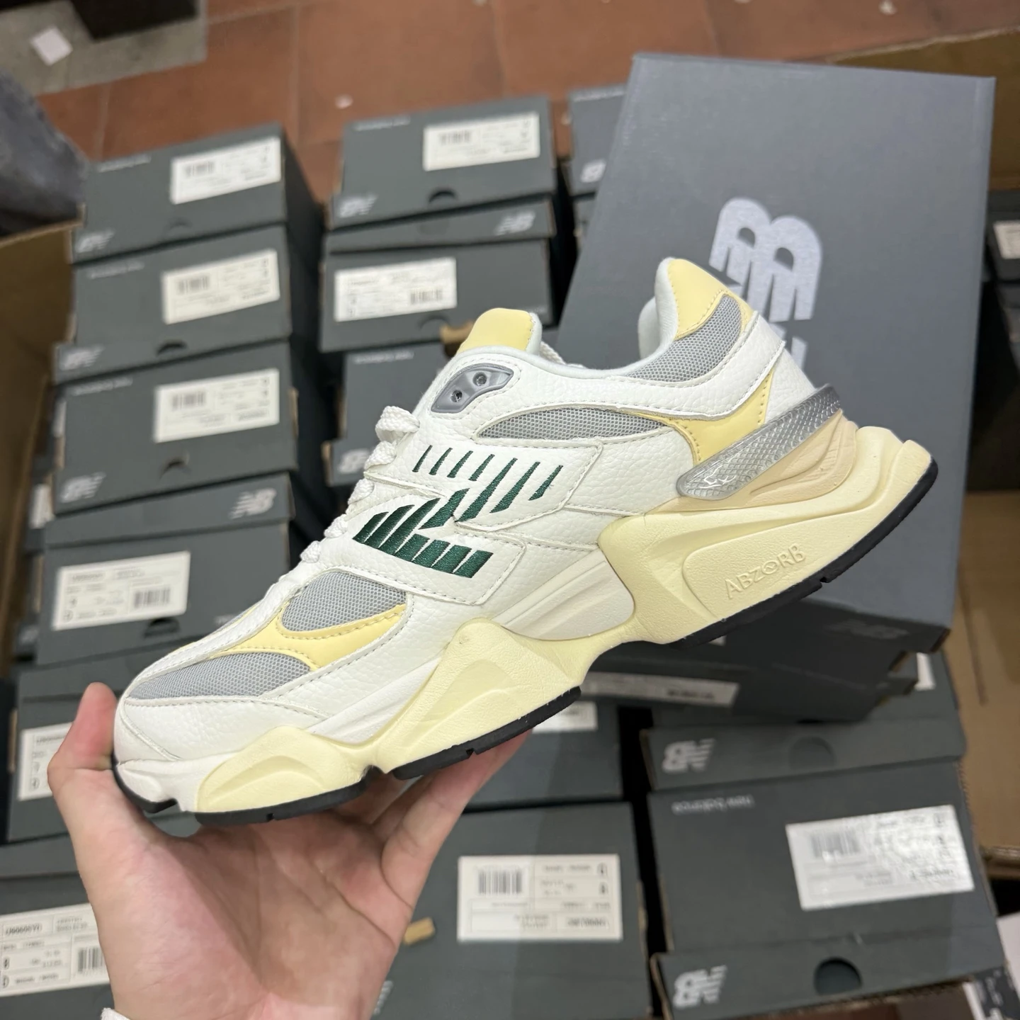 New Balance White Forest Chunky Sneakers