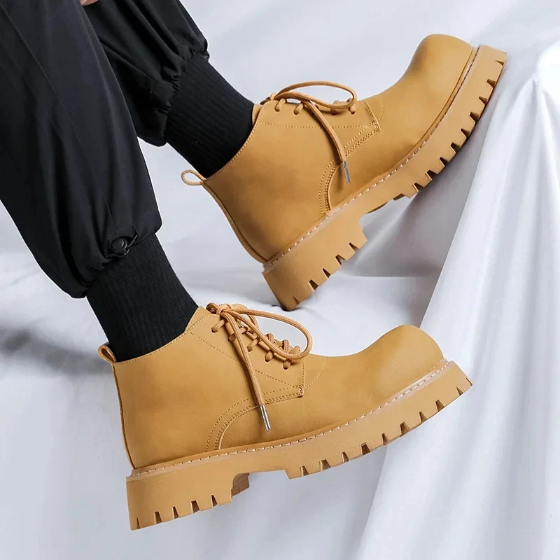 Luxury Men's British Vintage Leather Ankle Boots