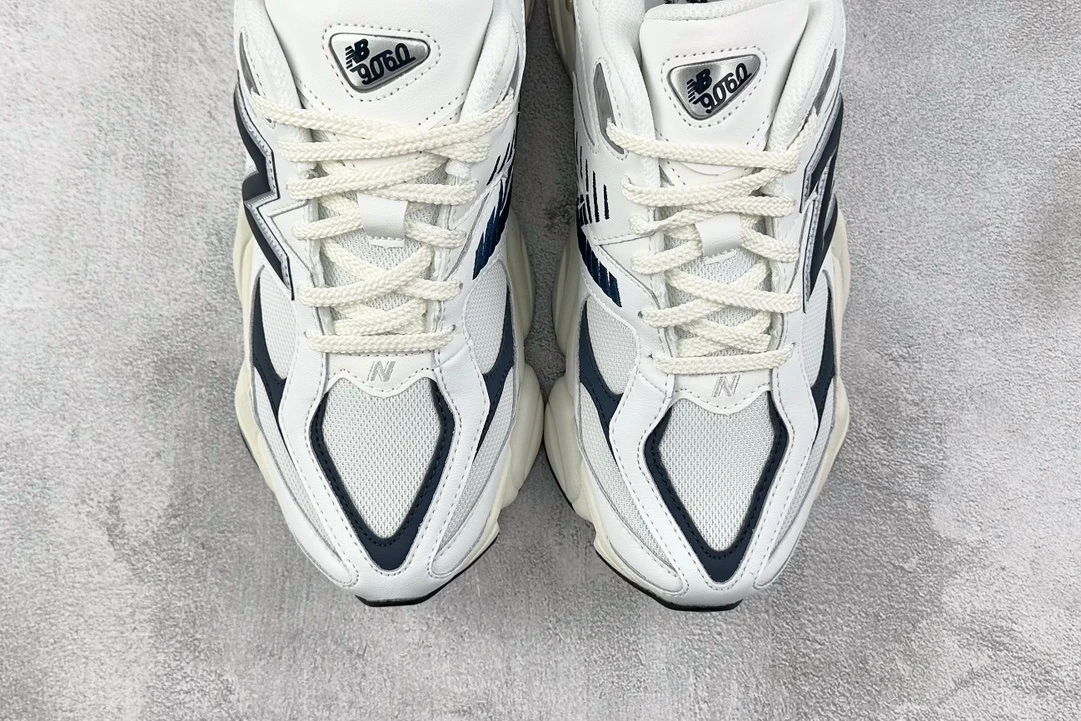 New Balance White Navy Chunky Sneakers