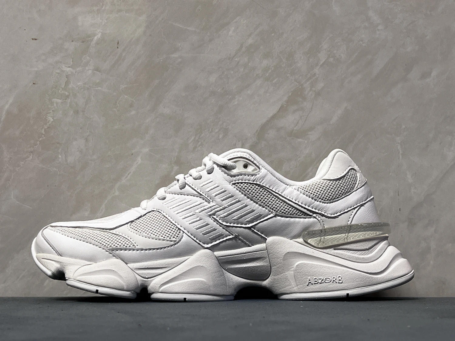 New Balance Triple White ABZORB Chunky Lifestyle Sneakers – Premium Minimalist Retro Running Shoes