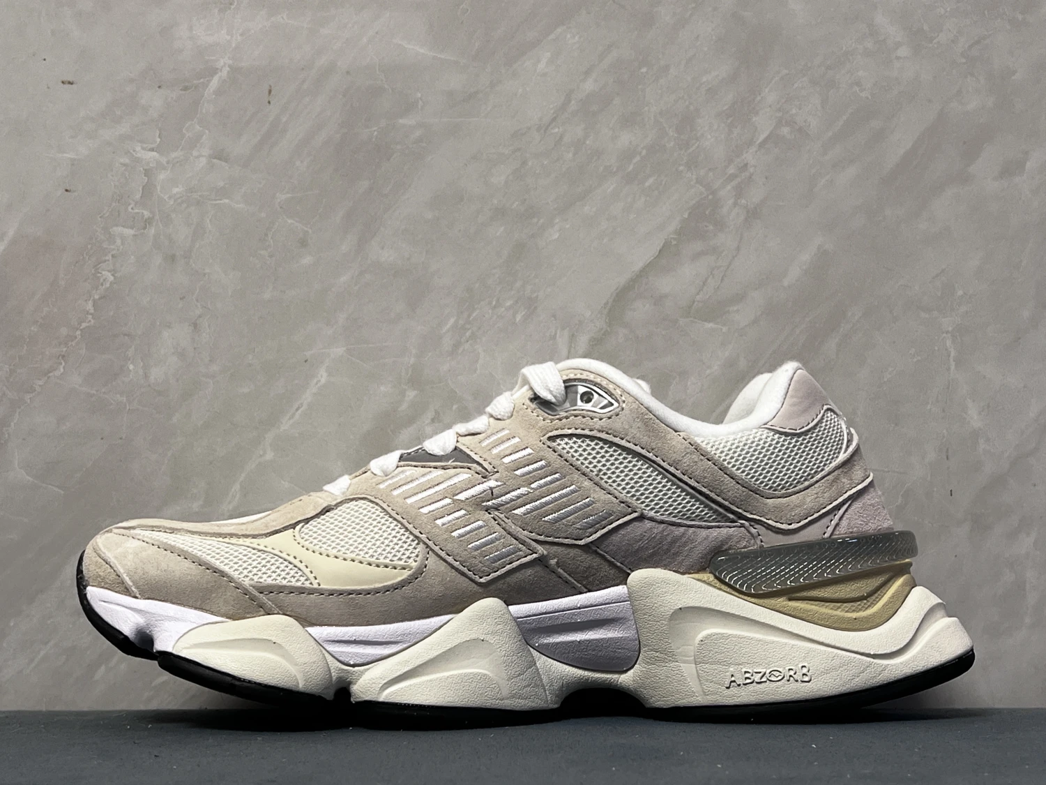 New Balance Cream Grey ABZORB Chunky Sneakers – Premium Retro Lifestyle Running Shoes