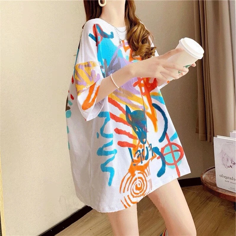 Oversized Comfort Cotton Tee - Women's Relaxed Fit T-Shirt