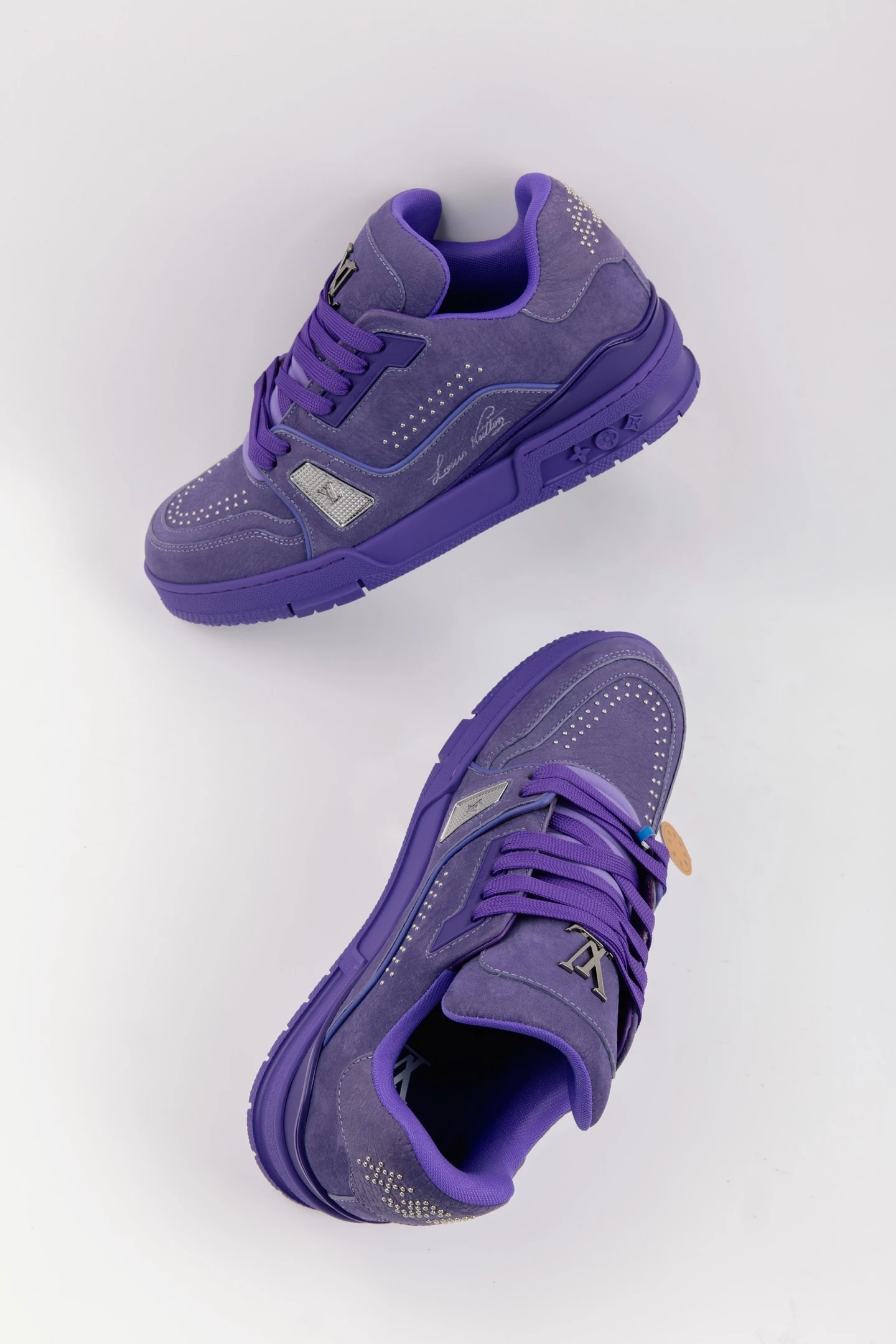 Louis Vuitton Purple Luxury Rhinestone Low-Top Sneakers for Men & Women