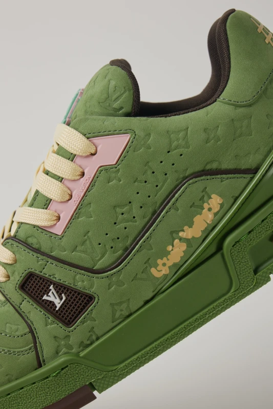 Louis Vuitton Olive Green Monogram Embossed Low-Top Sneakers