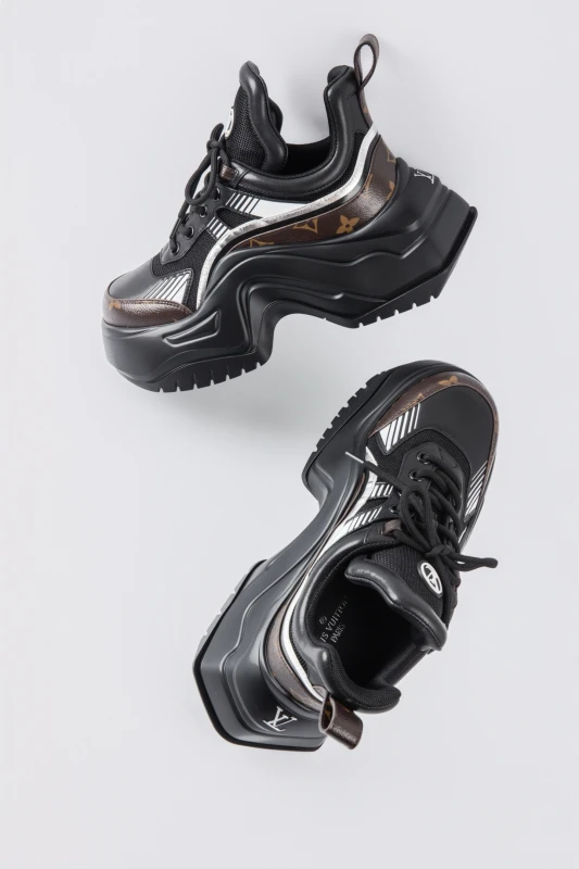 Louis Vuitton Noir Monogram Wave Platform Sneakers – Luxury Chunky Designer Trainers