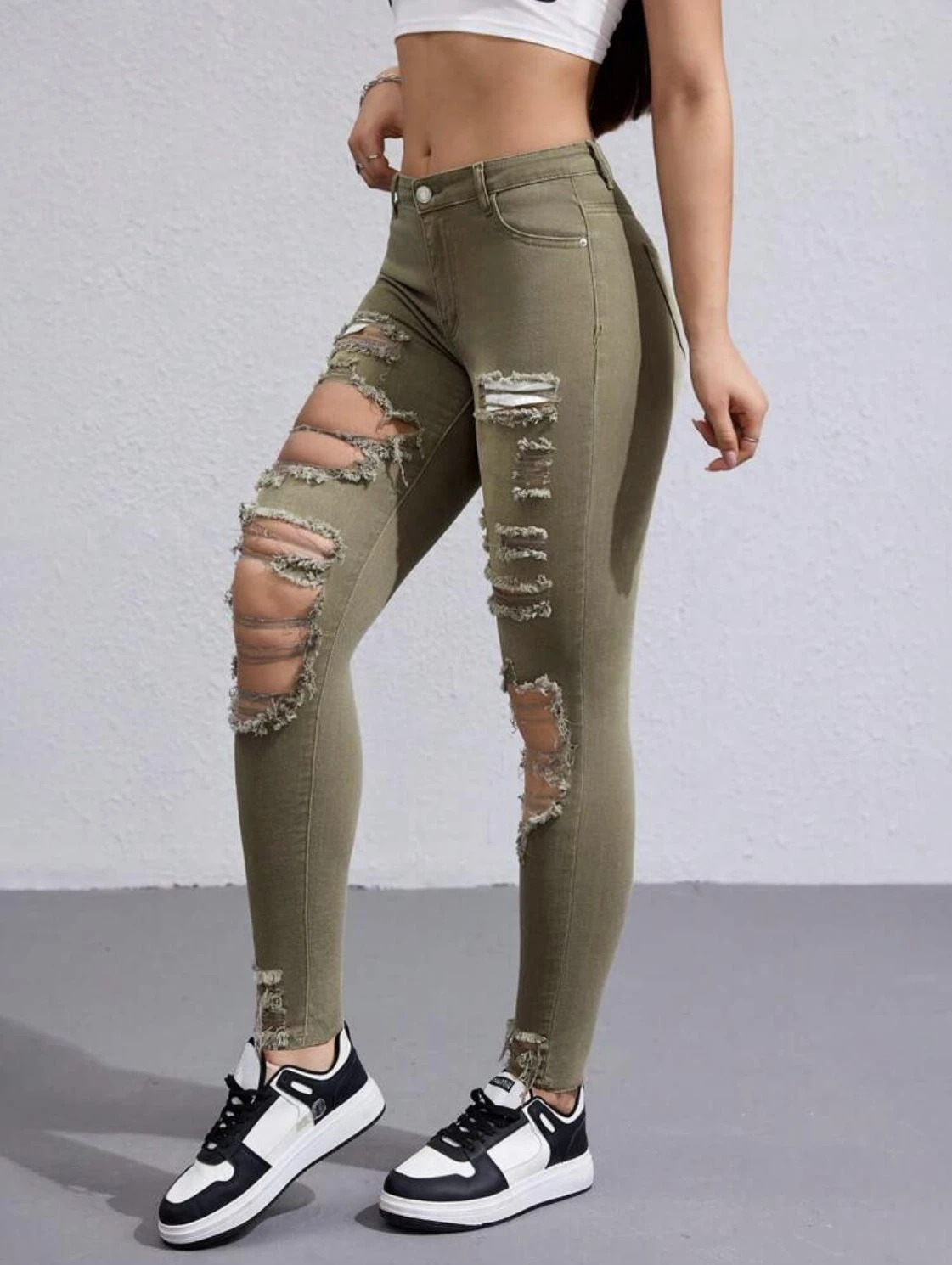 Women's Fashion Ripped Denim Trousers - Chic Distressed Jeans