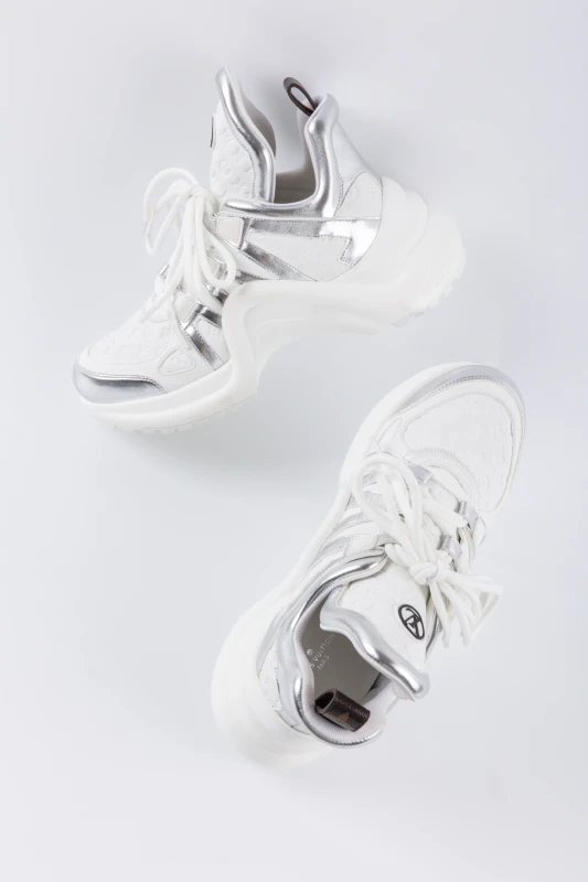 Louis Vuitton Metallic Silver Archlight Sneakers – Ice Chrome Platform Trainers