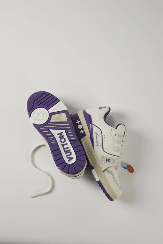 Louis Vuitton White & Purple Luxury Casual Sneakers