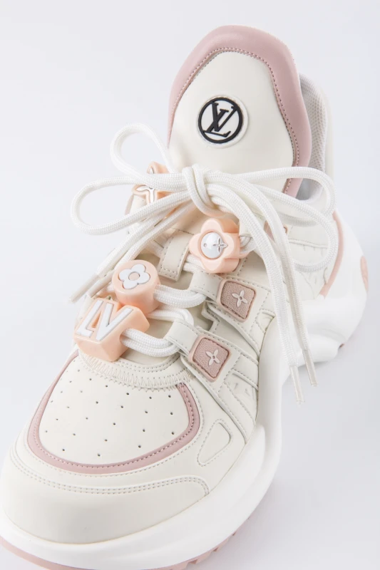 Louis Vuitton Platform Runner Sneakers – Cream & Blush Pink Luxury Chunky Shoes