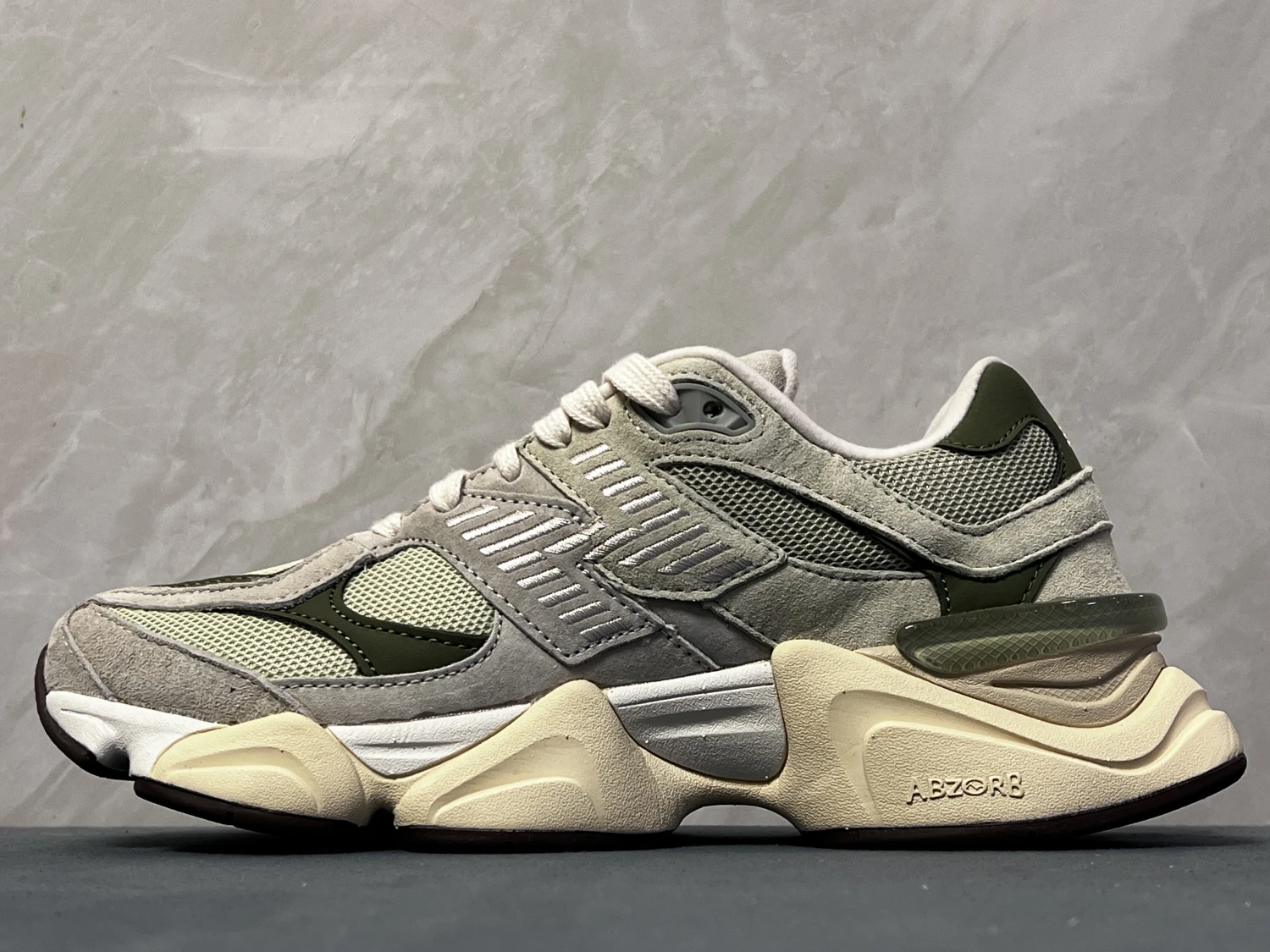 New Balance Sage Green ABZORB Chunky Sneakers – Retro Suede Lifestyle Running Shoes