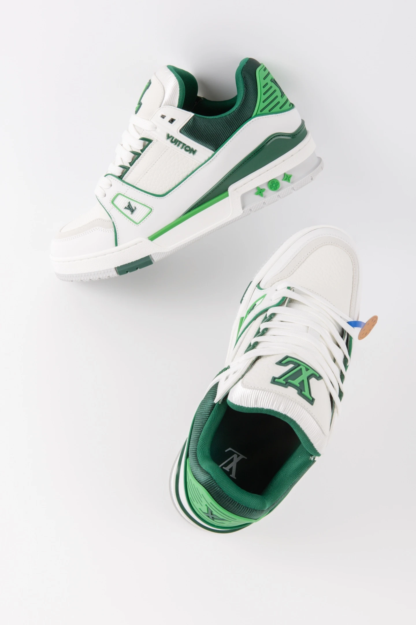 Louis Vuitton White & Green Low-Top Luxury Sneakers for Men & Women