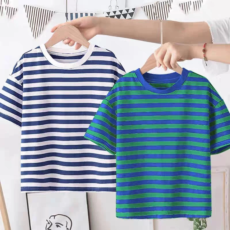 Kids Striped Short Sleeve T-Shirt - Comfy Cotton Casual Top for Boys & Girls