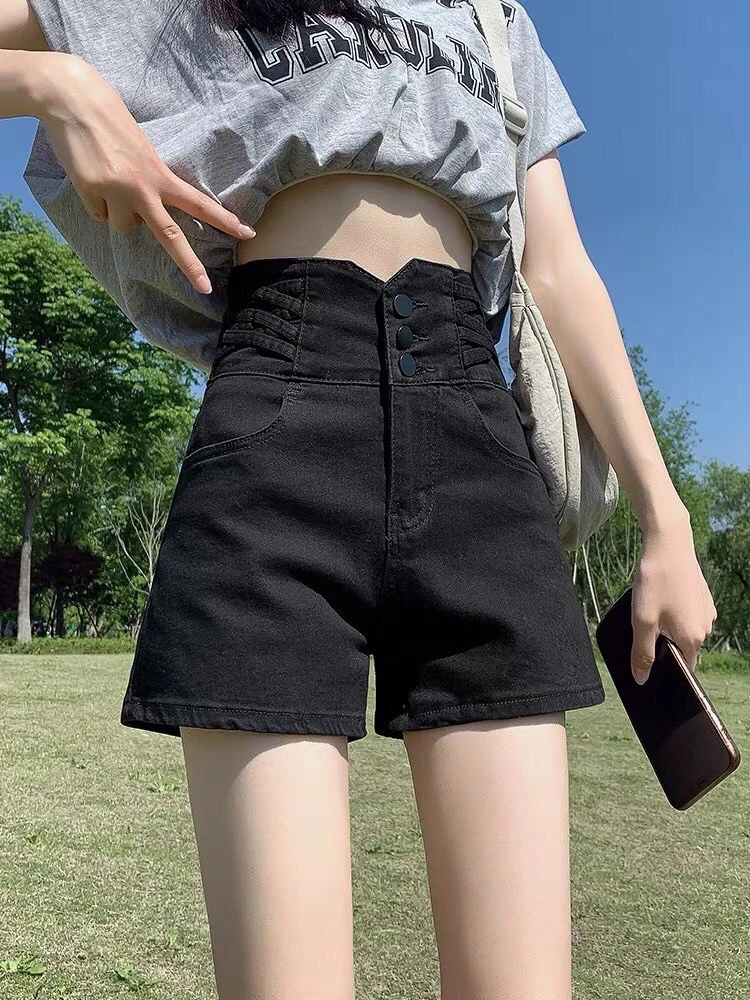 Women's High-Waist Denim Shorts - Classic Fit, Flattering Style