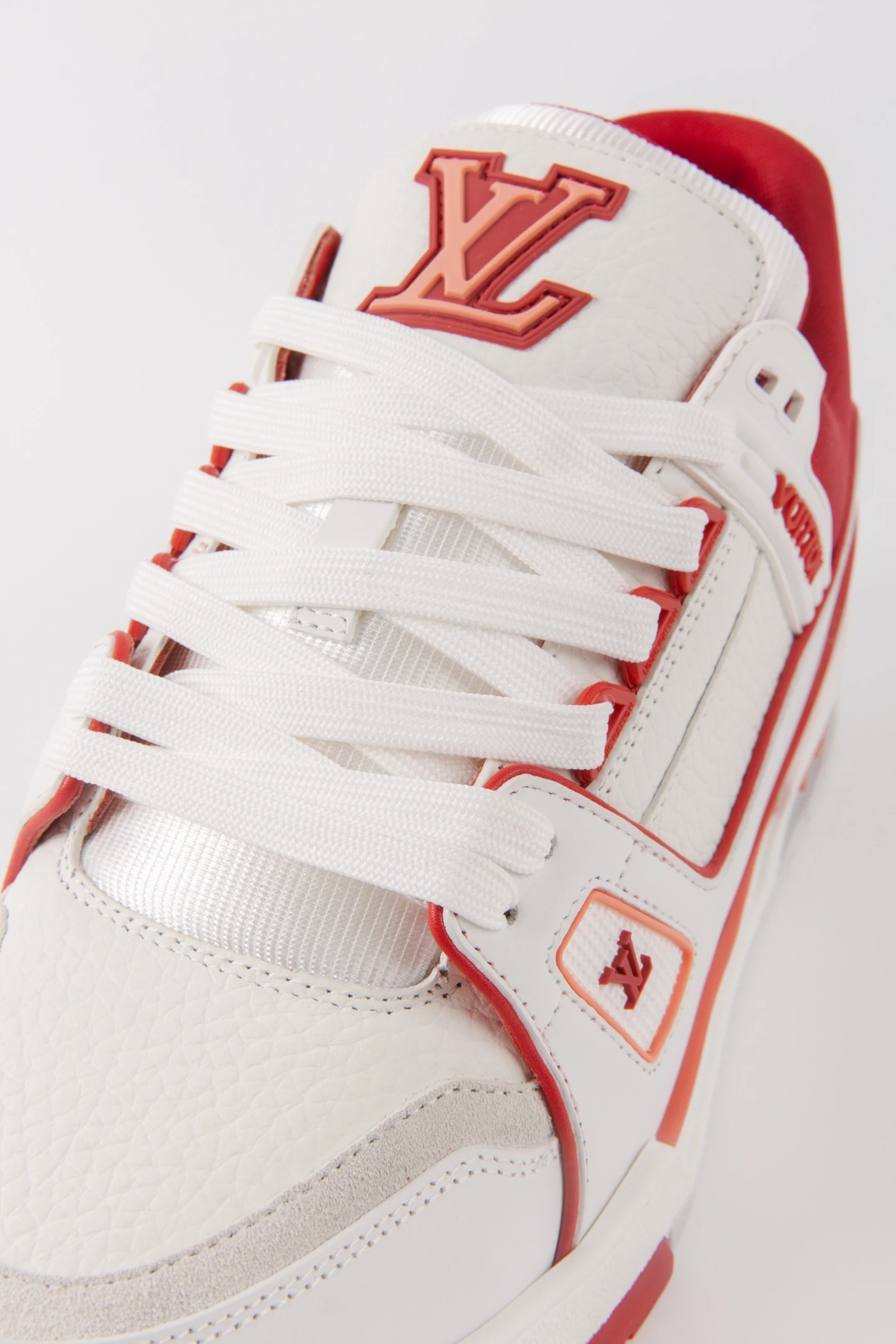 Louis Vuitton White & Coral Red Low-Top Luxury Sneakers for Men & Women
