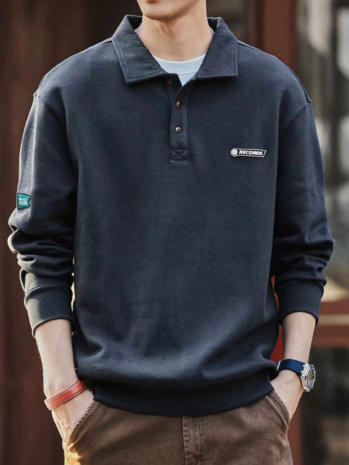 Men's Classic Lapel Long Sleeve Shirt - Comfortable & Stylish