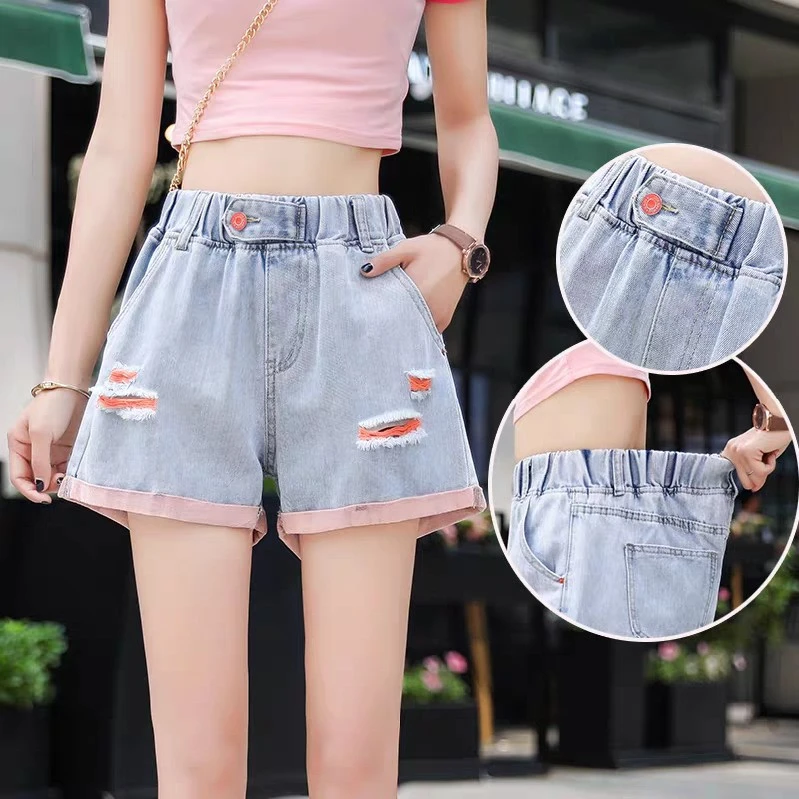 Womens High Waisted Denim Shorts - Distressed Jean Cutoffs for Summer