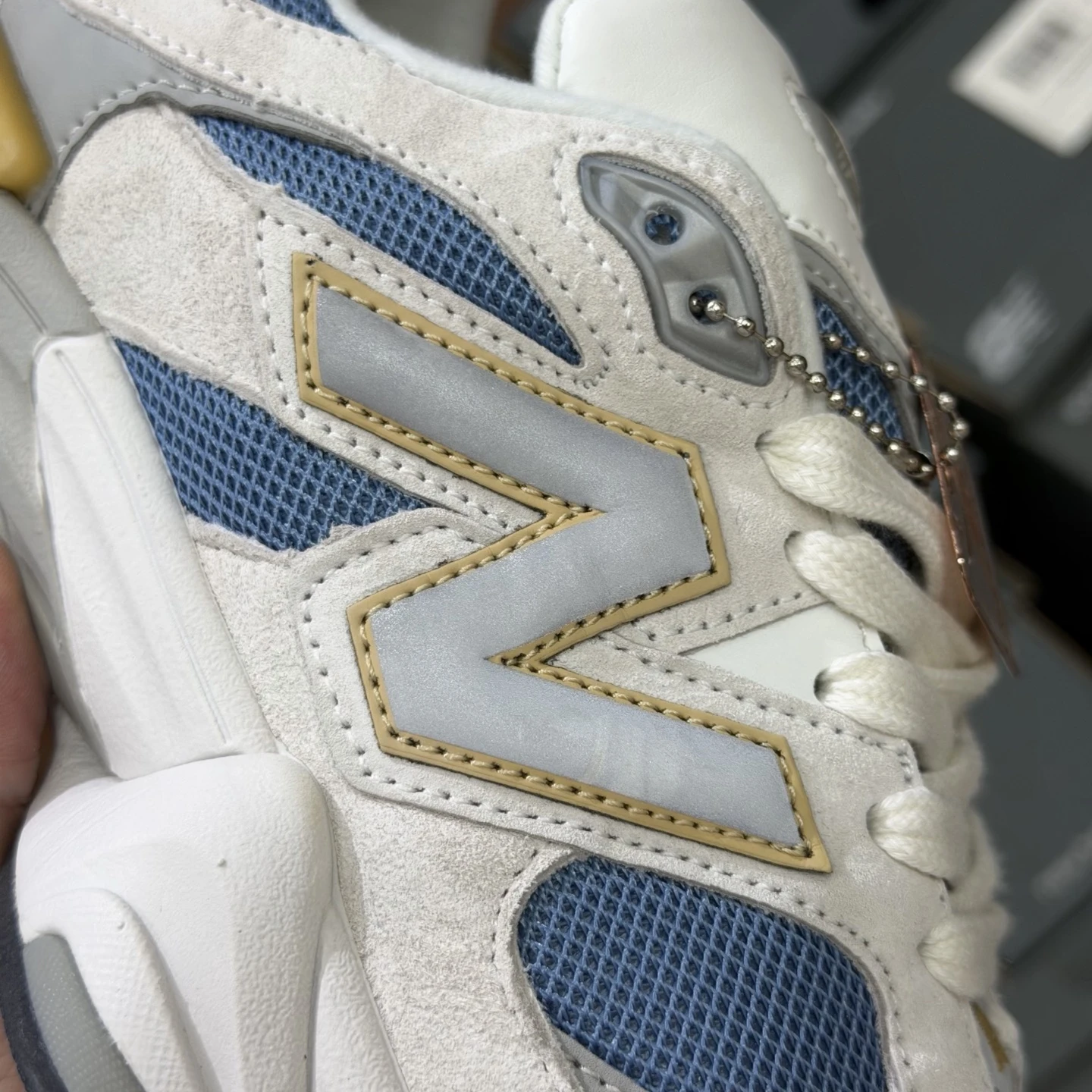 New Balance 9060 “Sky Gold” Chunky Sneakers – Blue White  Colors