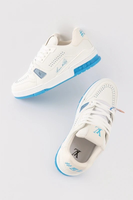Louis Vuitton White Sky Blue Luxury Sneakers