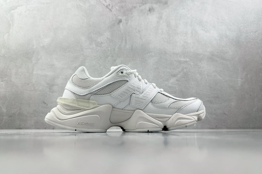 New Balance 9060 Triple White Chunky Sneakers – Premium All White Retro Running Inspired Lifestyle Shoes With ABZORB Comfort For Men & Women