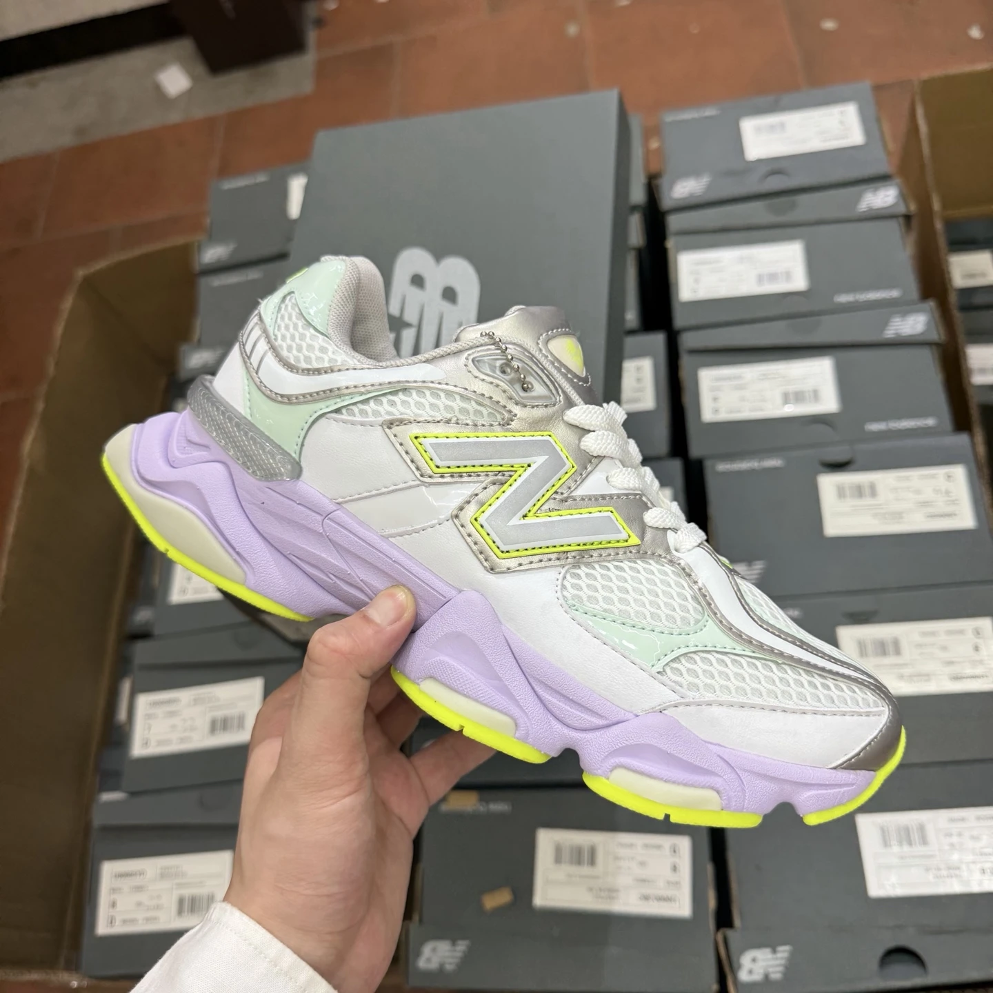 New Balance Neon Lavender Chunky Sneakers