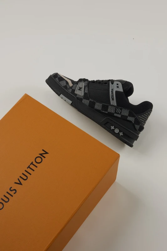 Louis Vuitton Black & Grey Monogram Panel Low-Top Sneakers