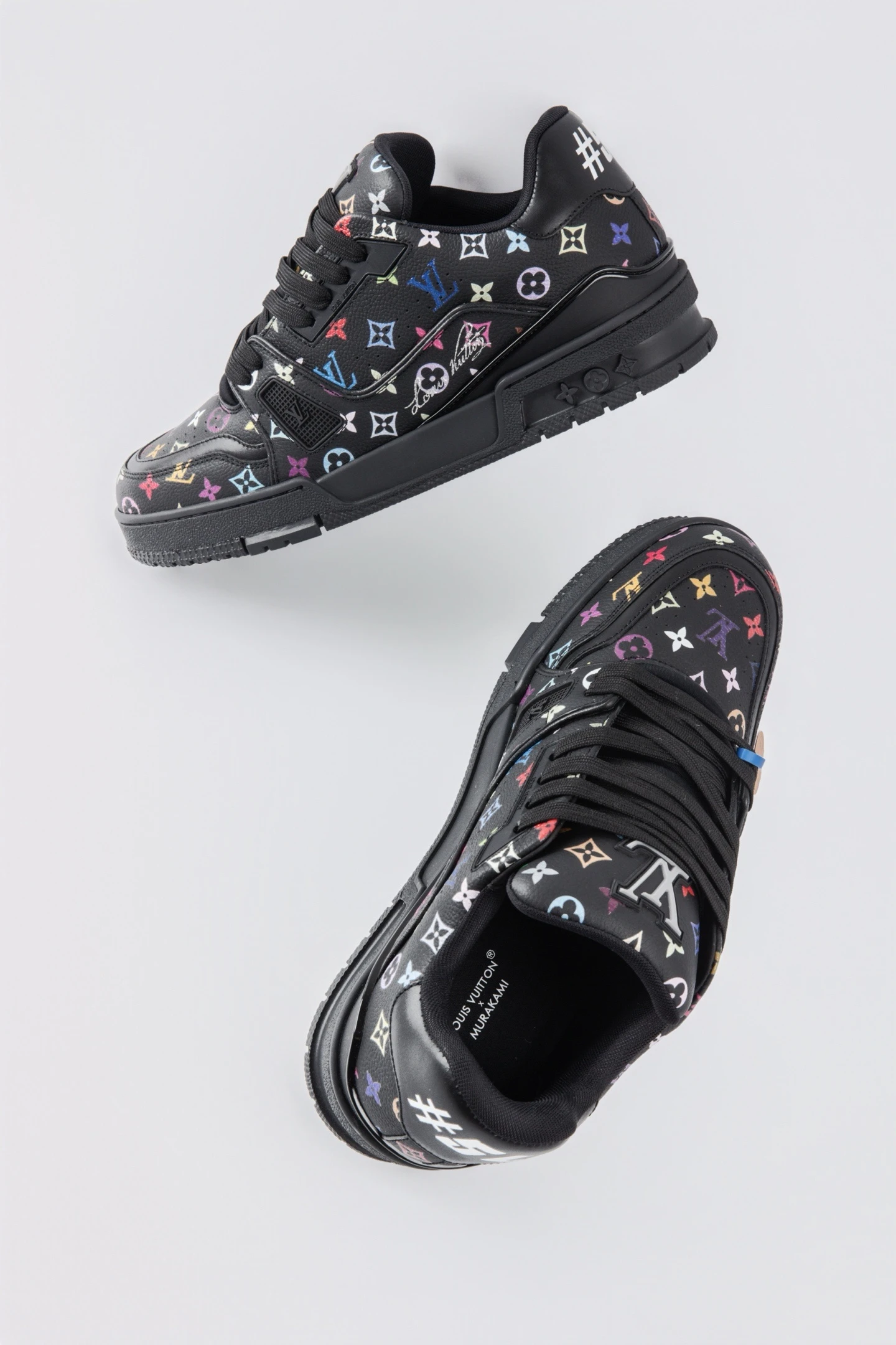 Louis Vuitton Black Multicolor Monogram Low-Top Luxury Fashion Sneakers for Men & Women