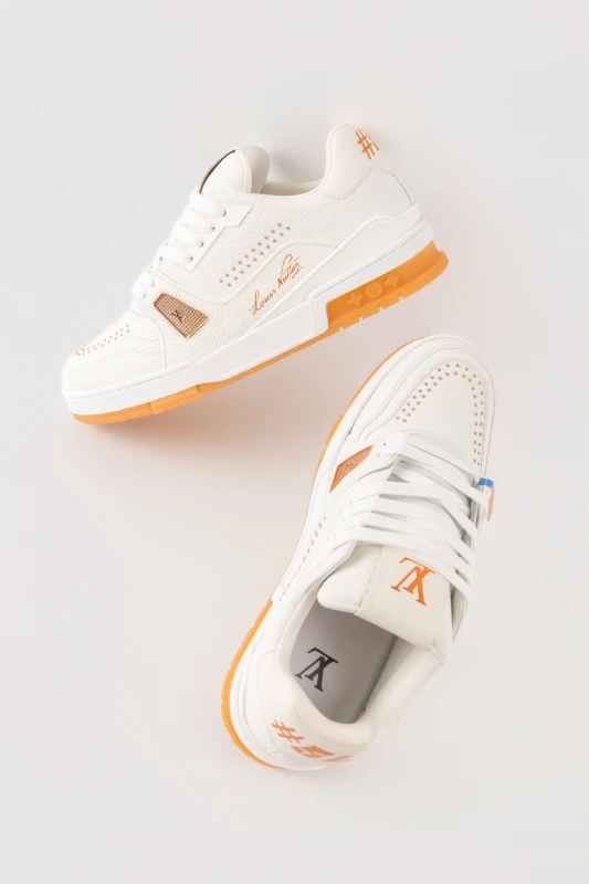 Louis Vuitton White Orange Luxury Sneakers