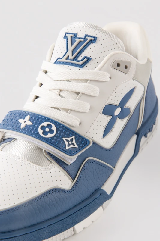 Louis Vuitton Blue and White Monogram Strap Luxury Sneakers