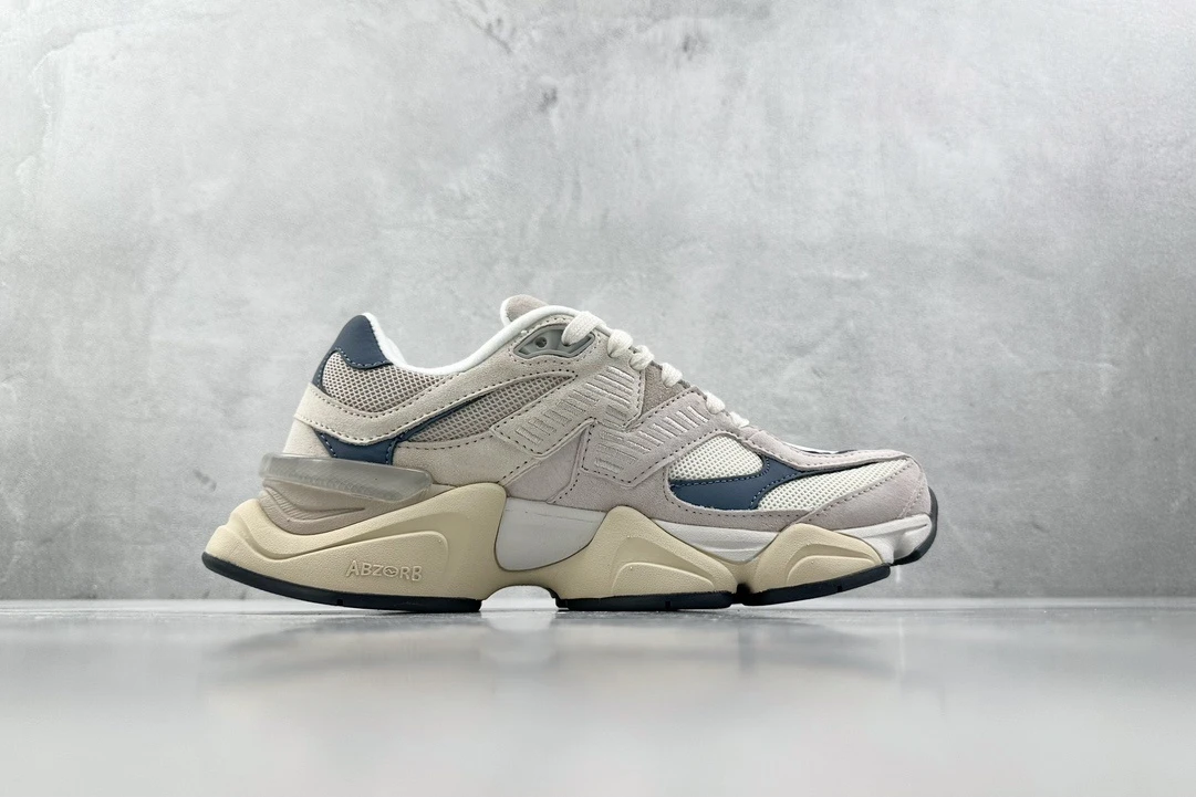 New Balance Cream Blue Chunky Sneakers