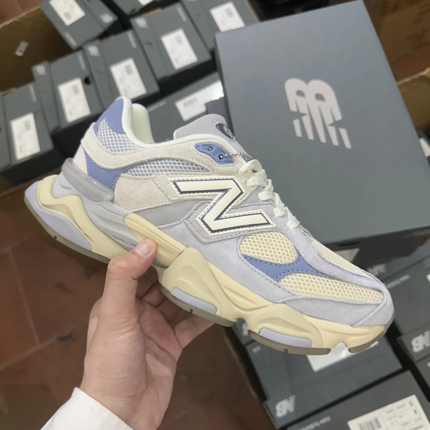 New Balance Chunky Runner Sneakers – Ice Grey, Cream & Sky Blue