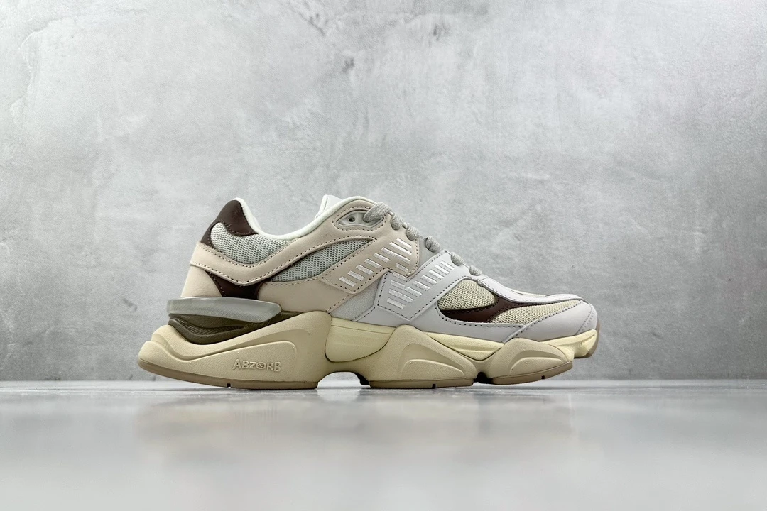 New Balance Cream Brown Chunky Sneakers