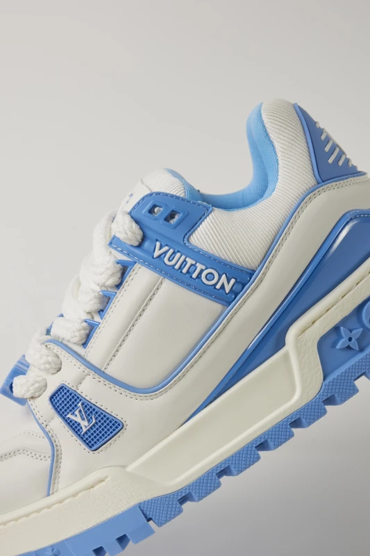 Louis Vuitton Leather Trainer Sneakers – White & Ice Blue Luxury Streetwear Shoes