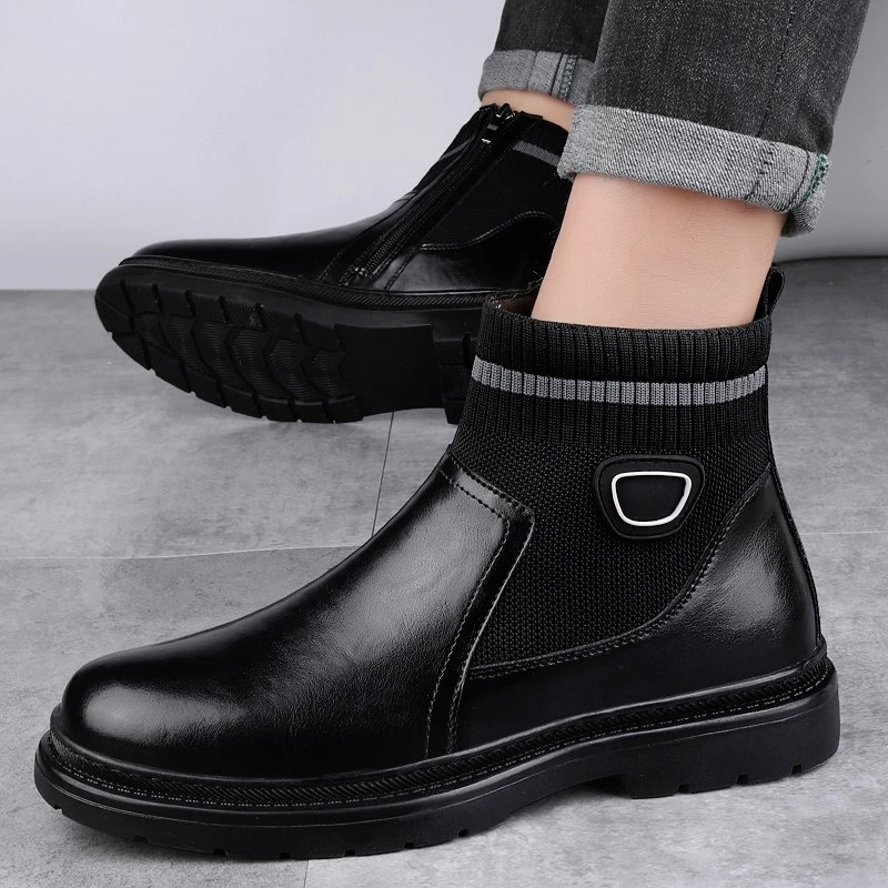 Men’s Retro High-Top Chelsea Leather Winter Boots