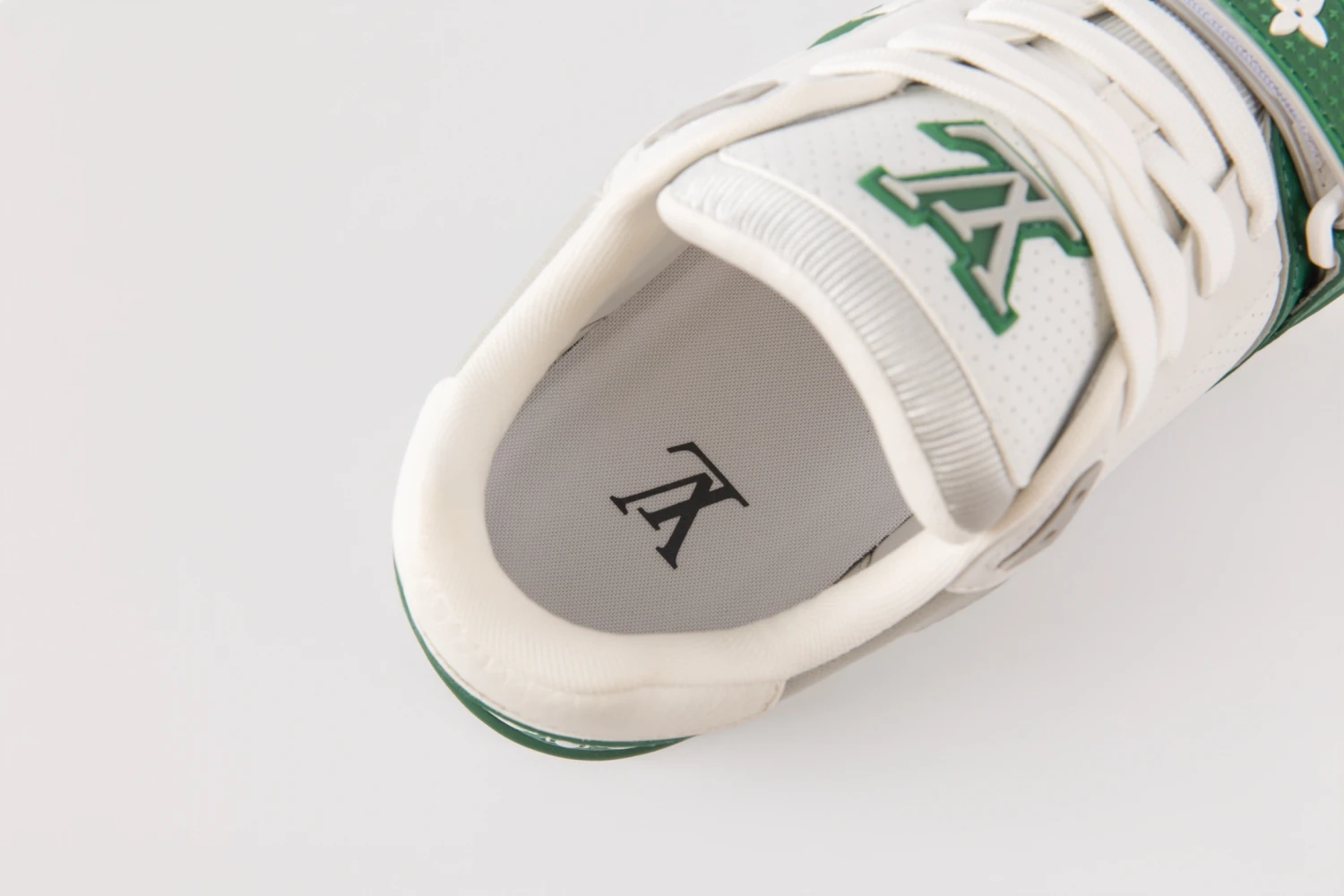 Louis Vuitton Green and White Monogram Strap Luxury Sneakers