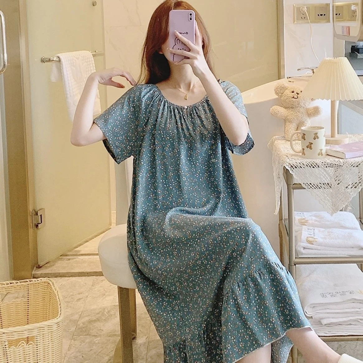Women's Soft Cotton Nightdress - Comfortable & Breathable Sleep Shirt