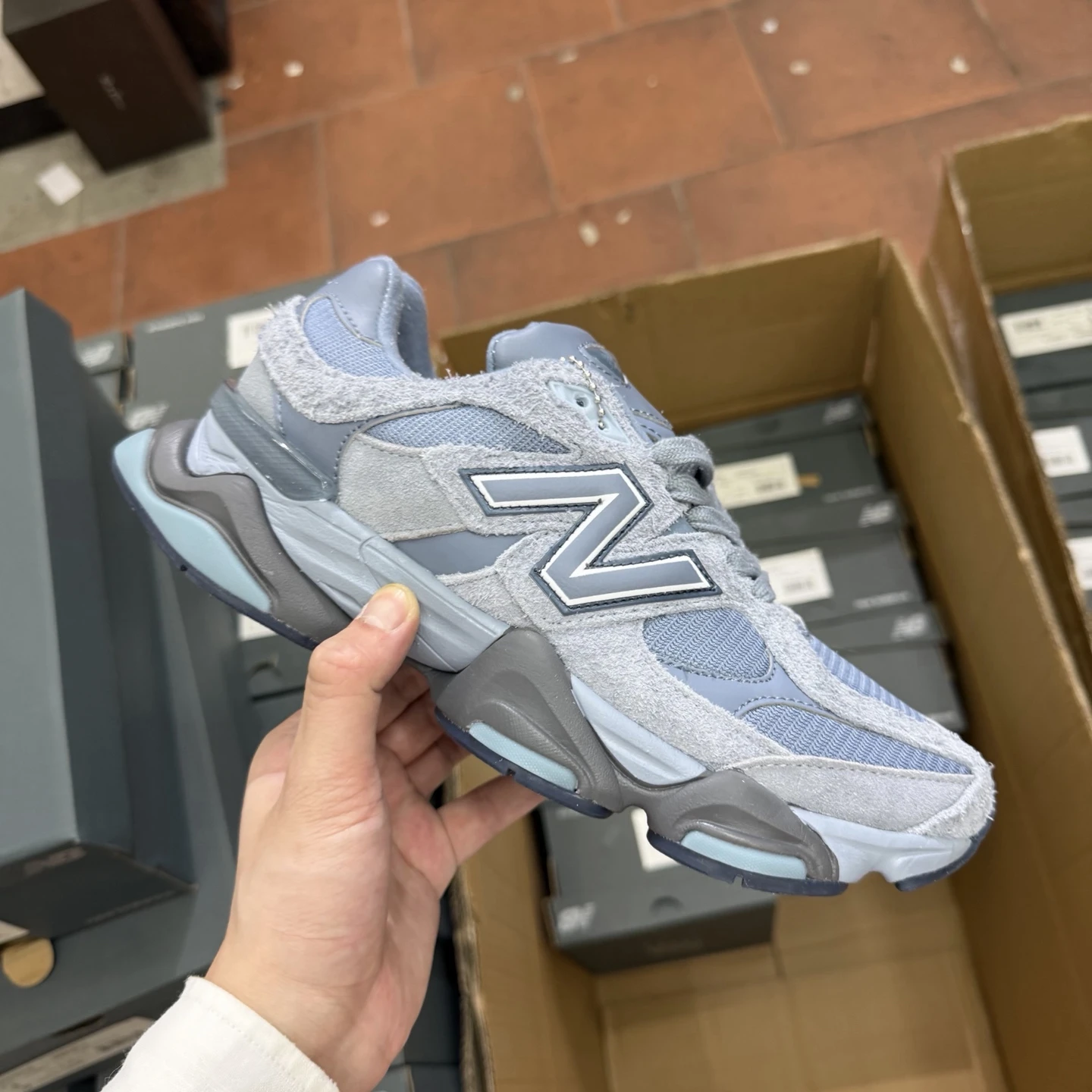 New Balance 9060 “Storm Frost” Chunky Sneakers – Blue Grey  Colors