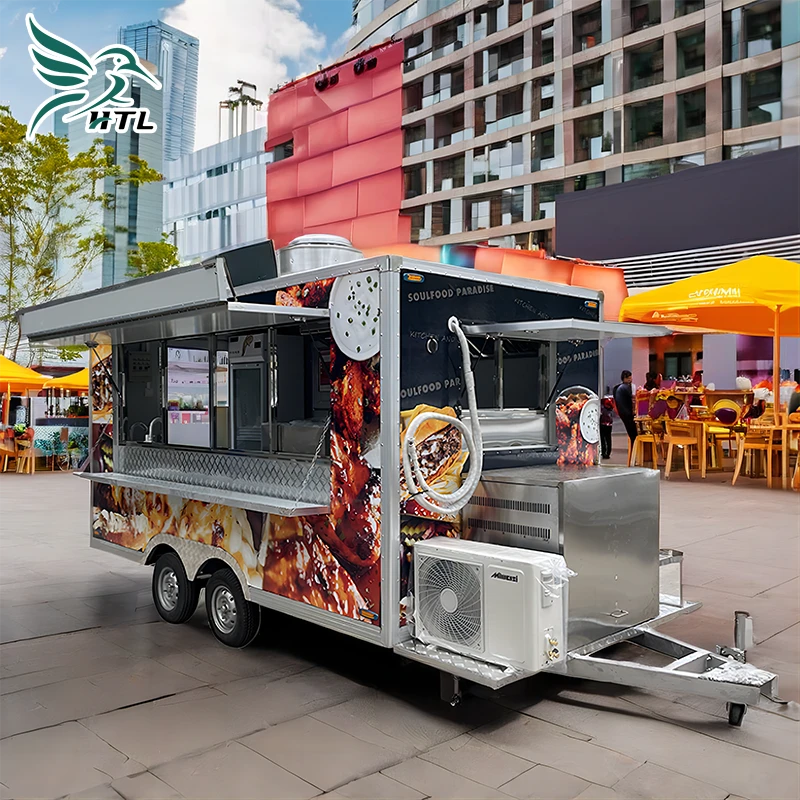 Premium Custom Wrap Mobile Food Trailer with Commercial Kitchen Setup