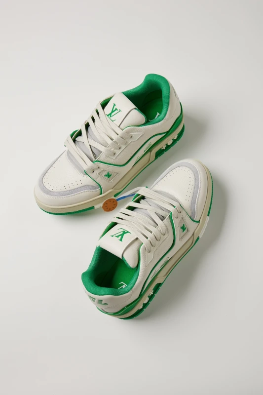 Louis Vuitton White & Green Luxury Streetwear Sneakers