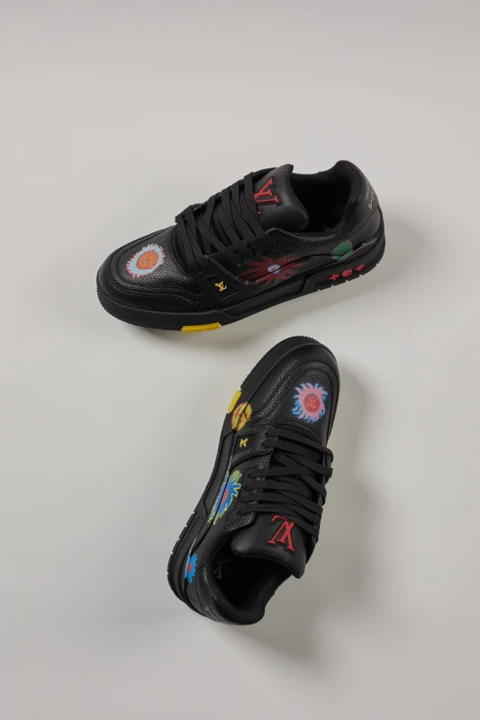 Louis Vuitton Black Multi-Color Artistic Graphic Low-Top Sneakers