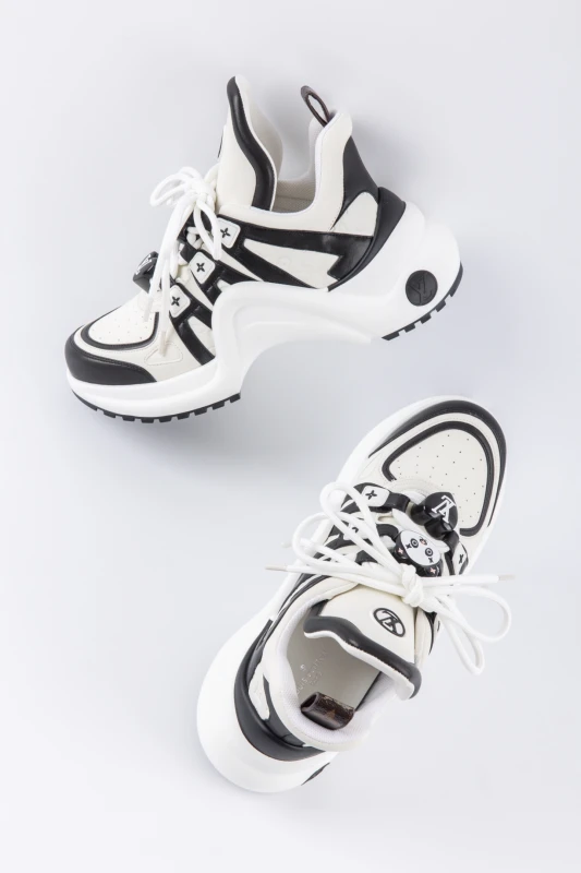 Louis Vuitton Panda Charm Platform Sneakers – Black & White Chunky Fashion Trainers