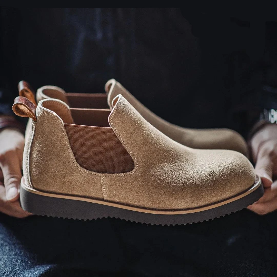 Retro Suede Slip-On Chelsea Boots for Men