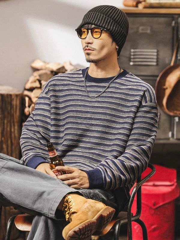 Classic Striped Crewneck Sweater for Men & Women | Soft Cotton Blend