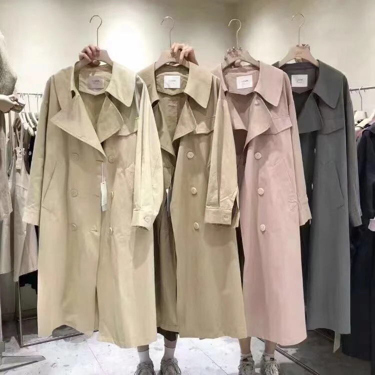 Classic Women's Trench Coat - Timeless Double-Breasted Waterproof Outerwear